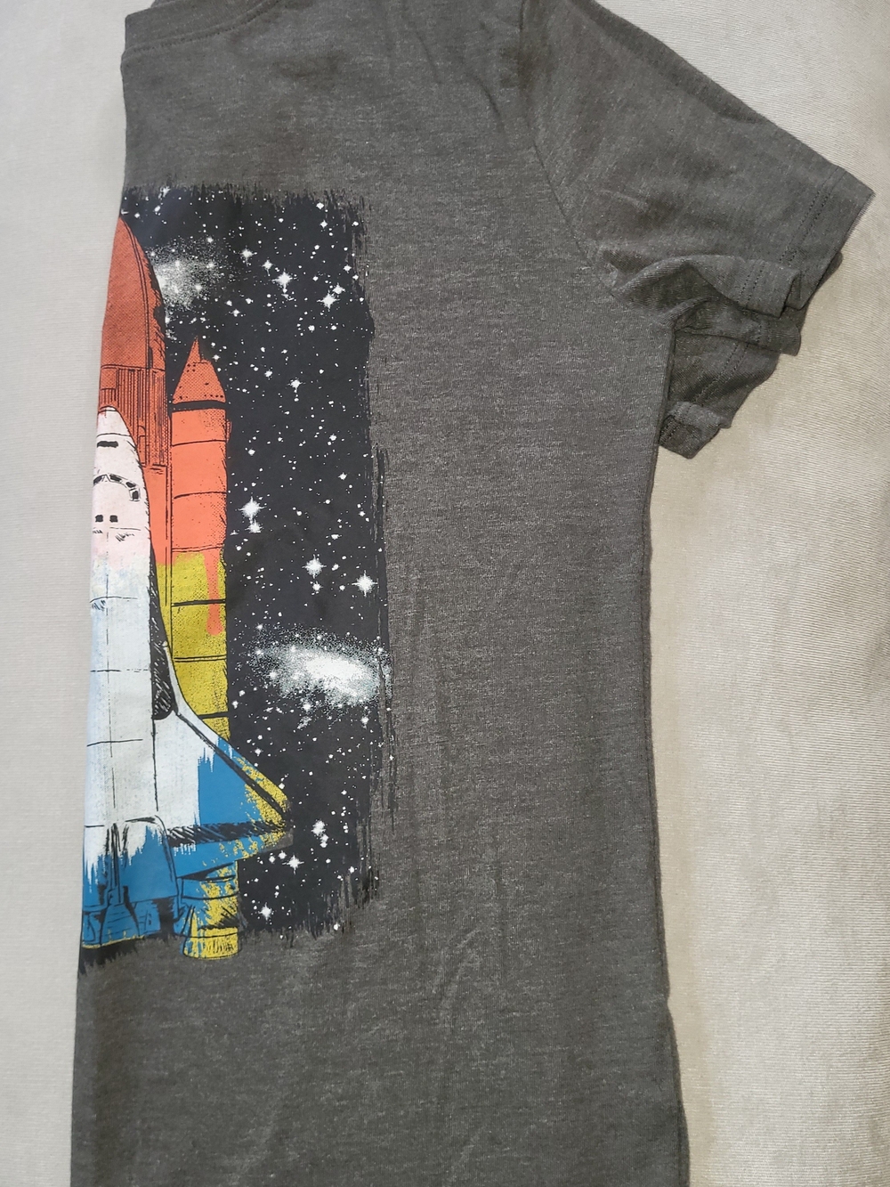 Cat & Jack Gray Space Shuttle Tee with Colorful Rocket Accent